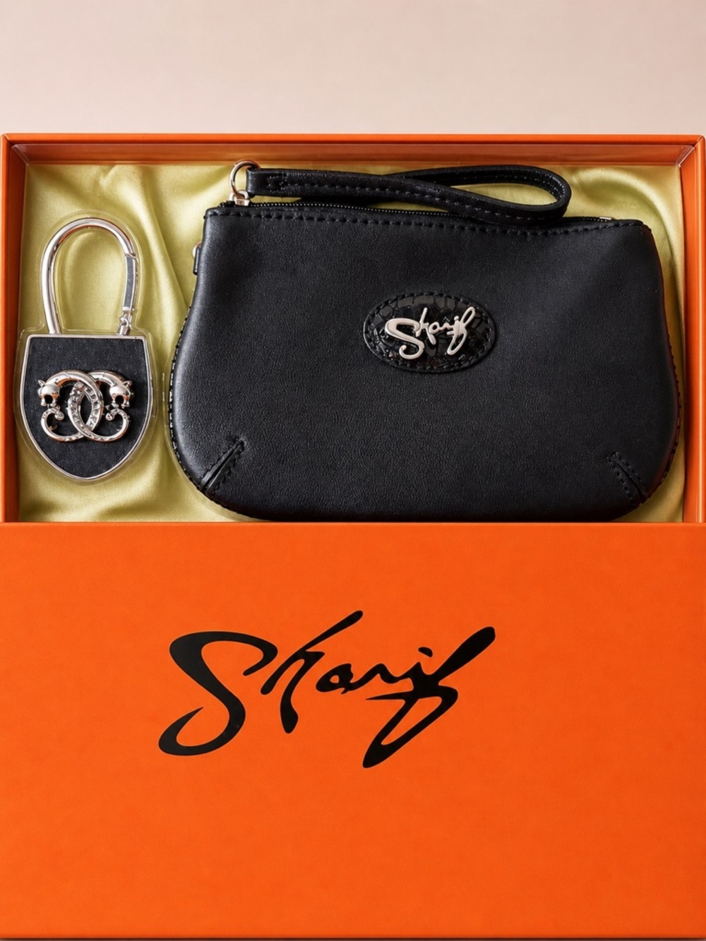 Sharif Black Wristlet & Keychain Set – New in Box 🖤